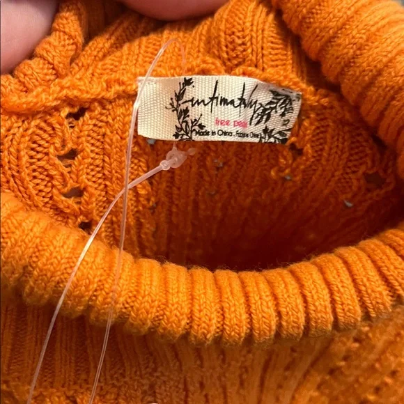 Free People Carly Swift Knit Orange Cropped Pullover Modern Sweater Bohemian - Picture 11 of 12